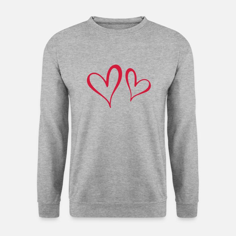 Herzen - Unisex Pullover - Weißgrau meliert