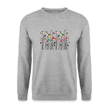 Fleurs - Sweat-shirt Unisexe - gris chiné - Devant - Alina (178cm) & Michal (187cm)