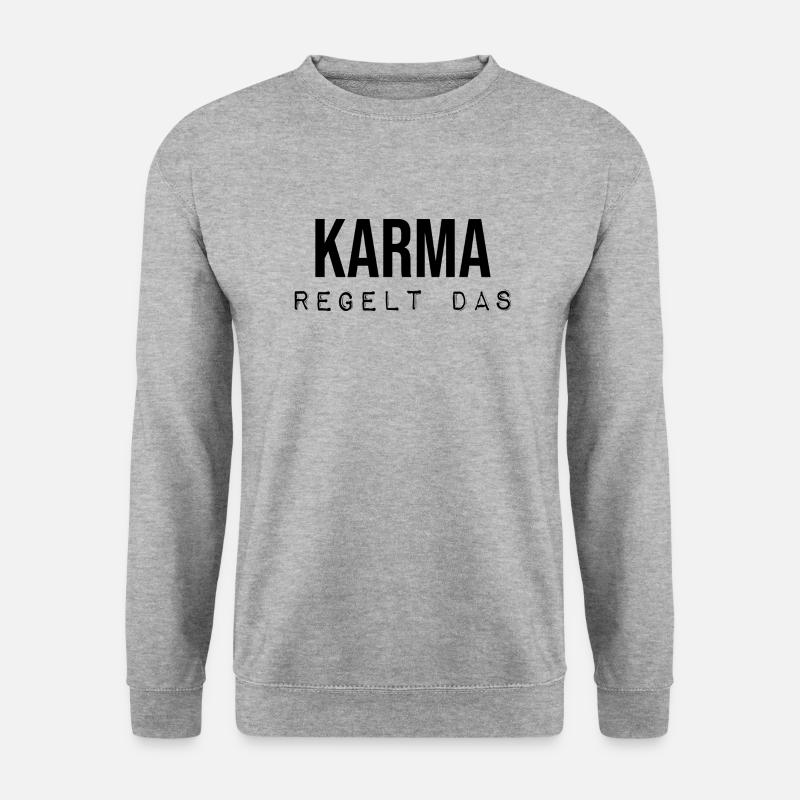 Karma regelt das Spruch lustig Inspiration - Unisex Pullover - Weißgrau meliert