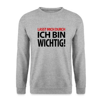 Lasst mich durch ich bin wichtig Chef Boss Kapitän - Unisex Pullover - Weißgrau meliert - Vorne - Alina (178cm) & Michal (187cm)