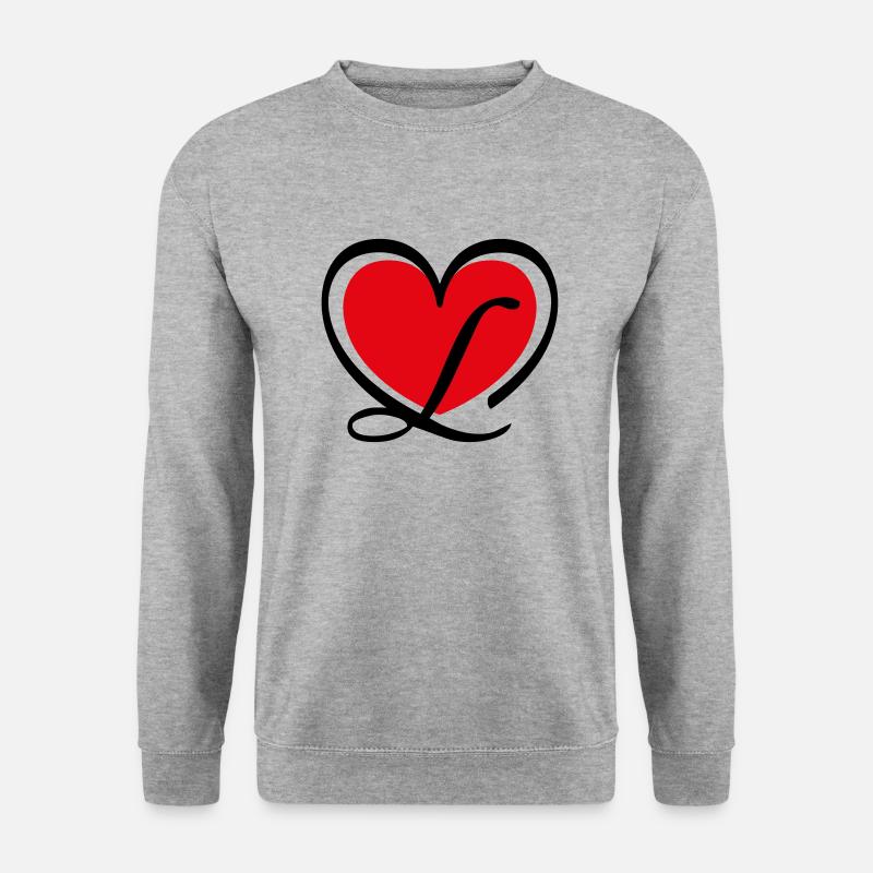 Liebe Herz Buchstabe L - Unisex Pullover - Weißgrau meliert