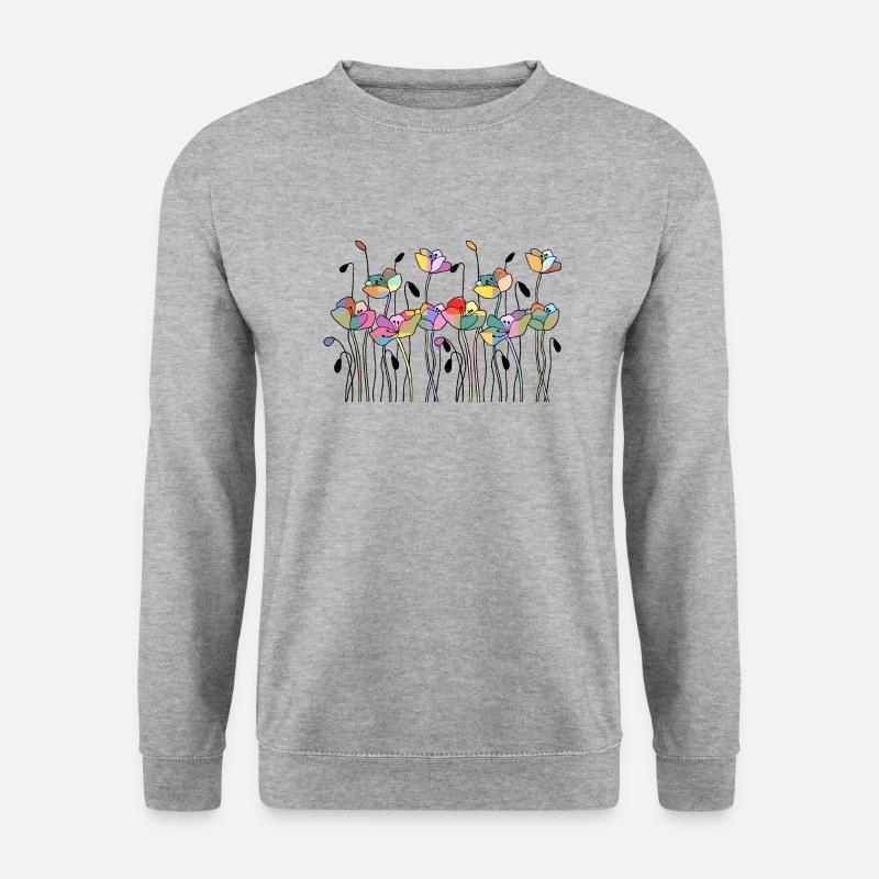 Blumen - Unisex Pullover - Weißgrau meliert