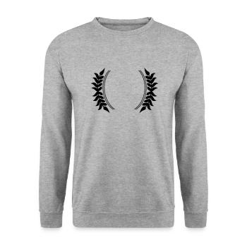 Kranz Symbol - Unisex Pullover - Weißgrau meliert - Vorne - Alina (178cm) & Michal (187cm)