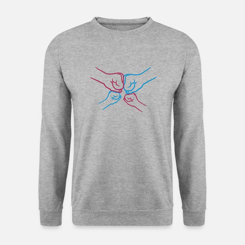 Fäuste 2 Kinder - Unisex Pullover - Weißgrau meliert