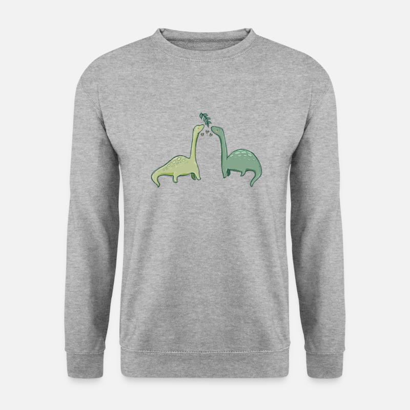 Süße Dinosaurier mit Herzen - Unisex Pullover - Weißgrau meliert