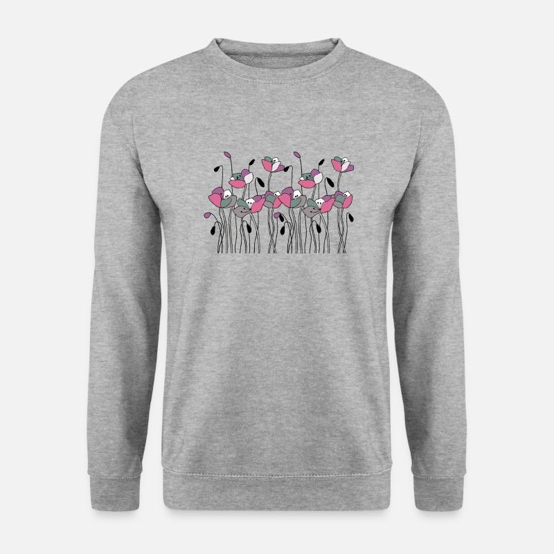 Blumen - Unisex Pullover - Weißgrau meliert