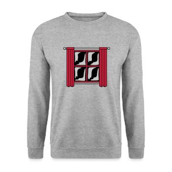 Dunkel Nachts Fenster Holz - Unisex Pullover - Weißgrau meliert - Vorne - Alina (178cm) & Michal (187cm)