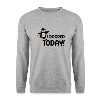 I pooped today Penguin - Unisex Sweatshirt - salt & pepper - Front - Alina (178cm) & Michal (187cm)