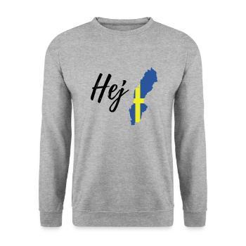 Hej Schweden - Unisex Pullover - Weißgrau meliert - Vorne - Alina (178cm) & Michal (187cm)