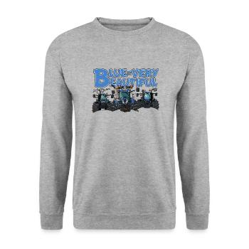 Blau sehrSchön 3 - Unisex Pullover - Weißgrau meliert - Vorne - Alina (178cm) & Michal (187cm)