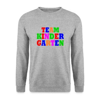 Team kindergarten - Unisex Pullover - Weißgrau meliert - Vorne - Alina (178cm) & Michal (187cm)