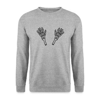 Mains Squelette 2 Bras - Sweat-shirt Unisexe - gris chiné - Devant - Alina (178cm) & Michal (187cm)