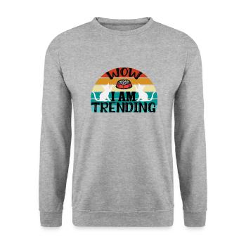 wow i am trending - funny lovers cat - Unisex Sweatshirt - salt & pepper - Front - Alina (178cm) & Michal (187cm)