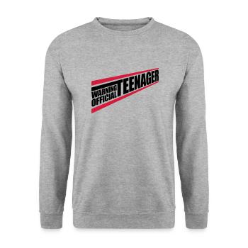 avertissement citation officielle d’adolescent - Sweat-shirt Unisexe - gris chiné - Devant - Alina (178cm) & Michal (187cm)