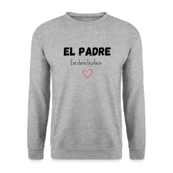 El padre est dans la place - Sweat-shirt Unisexe - gris chiné - Devant - Alina (178cm) & Michal (187cm)