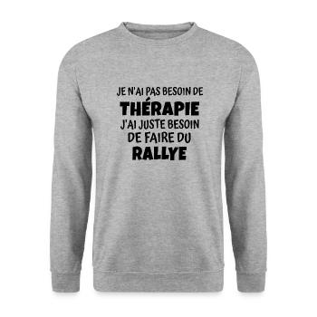 thérapie rallye / humour rallye - Sweat-shirt Unisexe - gris chiné - Devant - Alina (178cm) & Michal (187cm)