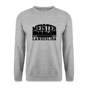 Aufsteiger 2023 Landesliga Aufstieg Fußball - Unisex Pullover - Weißgrau meliert - Vorne - Alina (178cm) & Michal (187cm)
