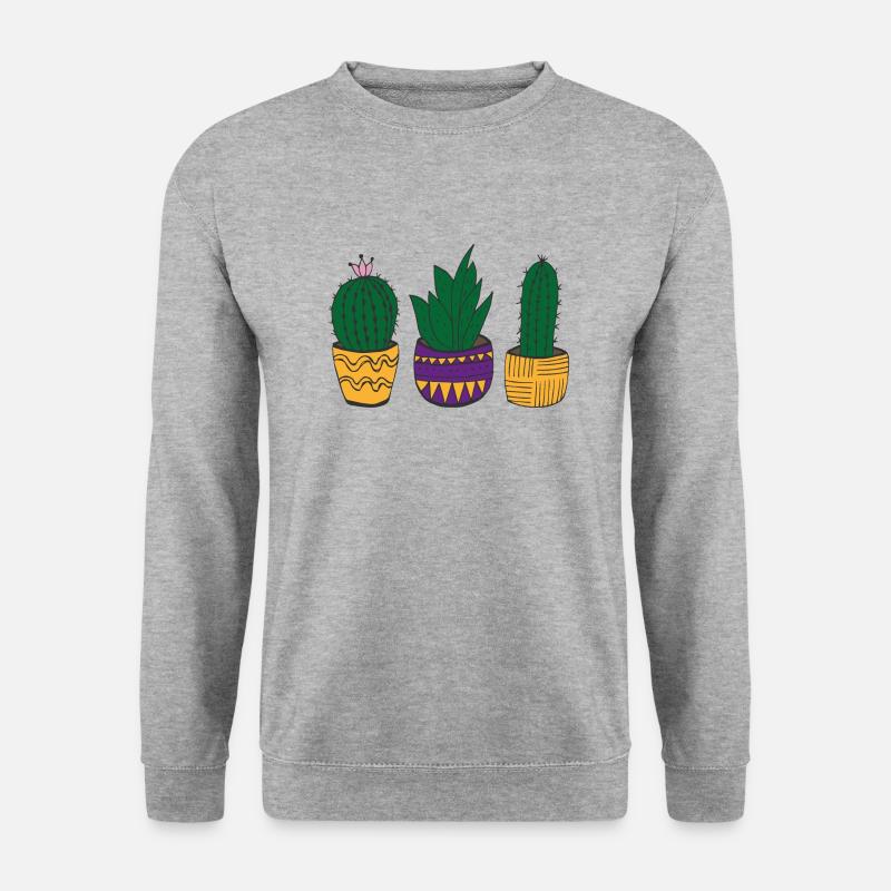 Kakteen bunt im mexikanischen Style - Unisex Pullover - Weißgrau meliert