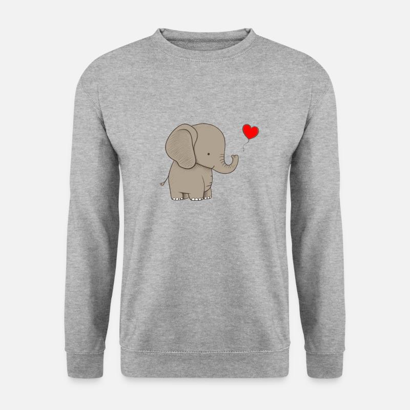 Elefant mit Herz Geschenk - Unisex Pullover - Weißgrau meliert