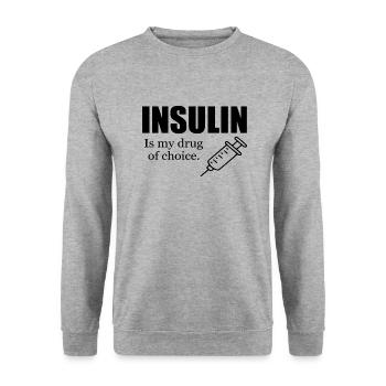 Droge der Wahl lustiger Diabetes - Unisex Pullover - Weißgrau meliert - Vorne - Alina (178cm) & Michal (187cm)