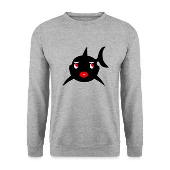 Lady Hai2 - Unisex Pullover - Weißgrau meliert - Vorne - Alina (178cm) & Michal (187cm)