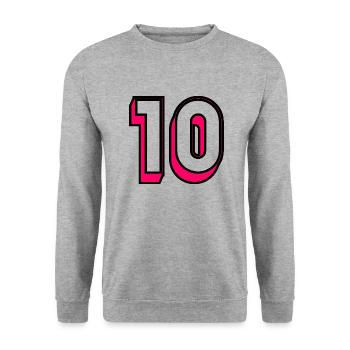 10. 10 JAHRE. 10-JÄHRIGES JUBILÄUM. GEBURTSTAG 10 JAHRE. - Unisex Pullover - Weißgrau meliert - Vorne - Alina (178cm) & Michal (187cm)