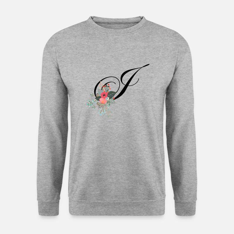 Buchstabe j blumig - Unisex Pullover - Weißgrau meliert
