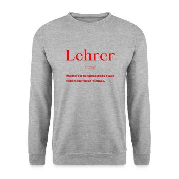 Lehrer Definition - Unisex Pullover - Weißgrau meliert - Vorne - Alina (178cm) & Michal (187cm)