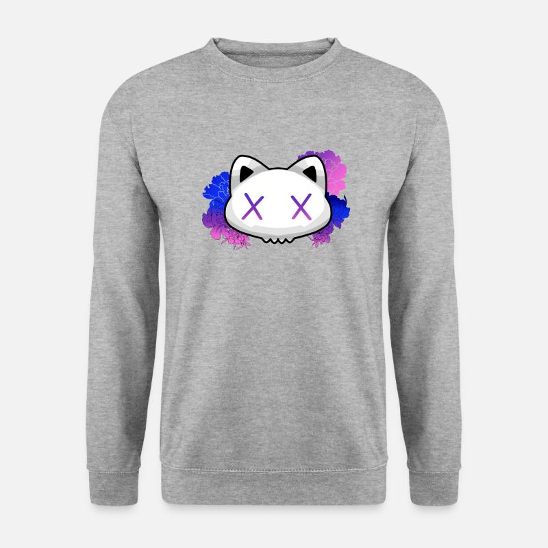 BLUMEN MIT KATZE - Unisex Pullover - Weißgrau meliert