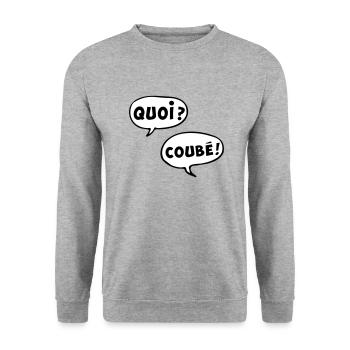 QUOI COUBEH quoicoubeh citation drôle - Sweat-shirt Unisexe - gris chiné - Devant - Alina (178cm) & Michal (187cm)