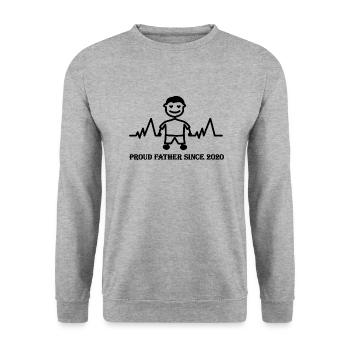 Proud father of a boy since 2020 - Unisex Sweatshirt - salt & pepper - Front - Alina (178cm) & Michal (187cm)