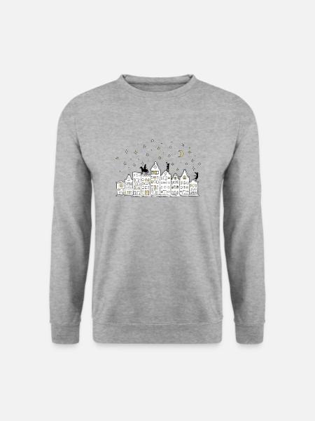 Sinterklaas auf dem Dach mit Petes - Unisex Pullover - Weißgrau meliert