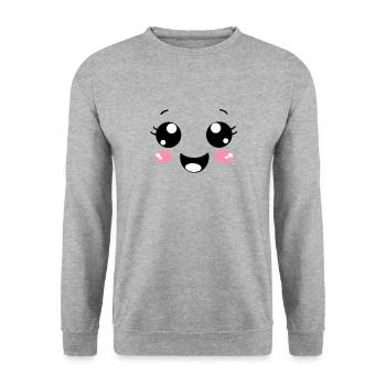 Visage heureux - Sweat-shirt Unisexe - gris chiné - Devant - Alina (178cm) & Michal (187cm)