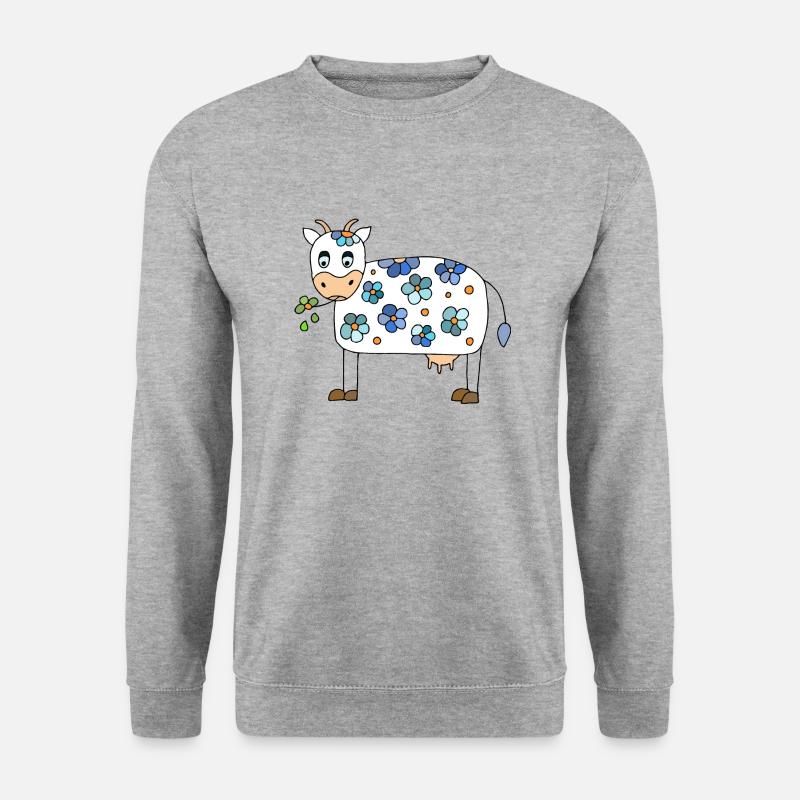 Kuh - Unisex Pullover - Weißgrau meliert
