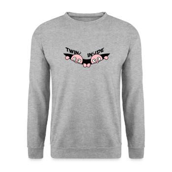Twins Inside Zwillinge 2 Babys Schwanger Bauch - Unisex Pullover - Weißgrau meliert - Vorne - Alina (178cm) & Michal (187cm)
