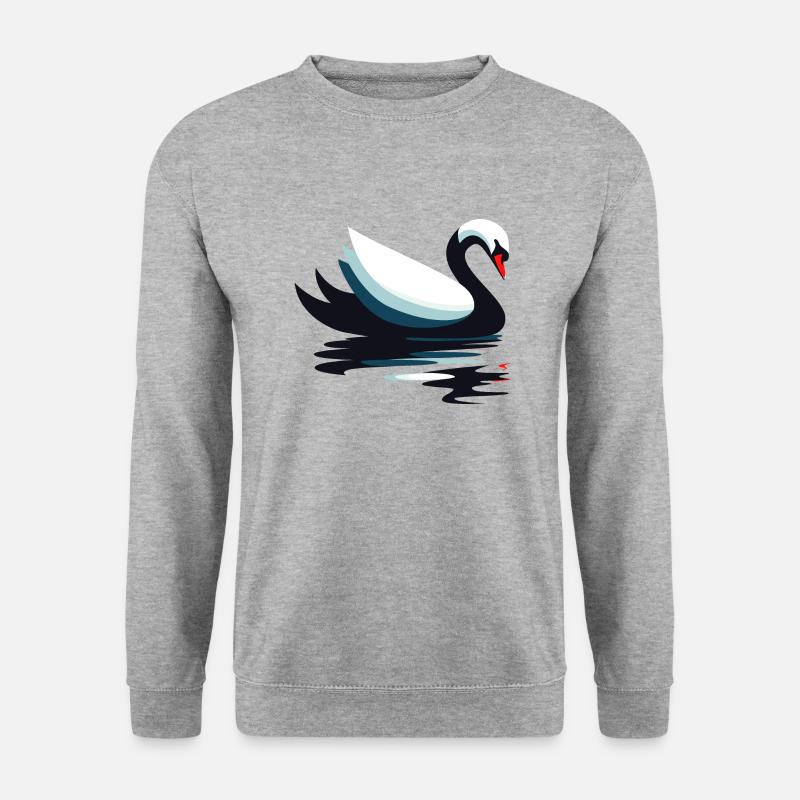 Schwimmender Schwan - Unisex Pullover - Weißgrau meliert