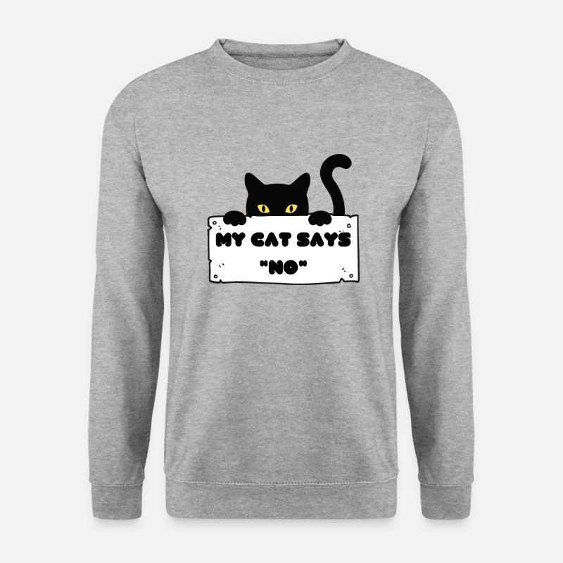 My Cat says no - Unisex Pullover - Weißgrau meliert