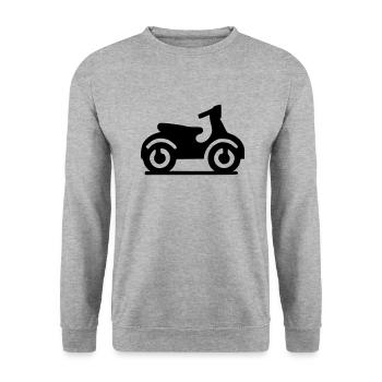 Motor Roller Scooter Symbol Minimal Icon Vektor - Unisex Pullover - Weißgrau meliert - Vorne - Alina (178cm) & Michal (187cm)