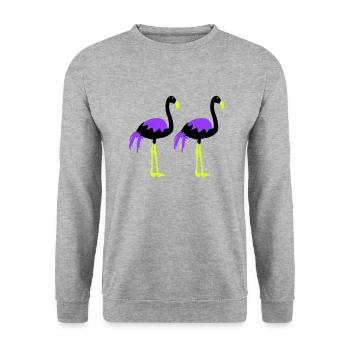 flamingos - Unisex Sweatshirt - salt & pepper - Front - Alina (178cm) & Michal (187cm)