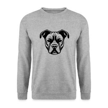 Staffordshire Bull Terrier Dog Head - Unisex Sweatshirt - salt & pepper - Front - Alina (178cm) & Michal (187cm)