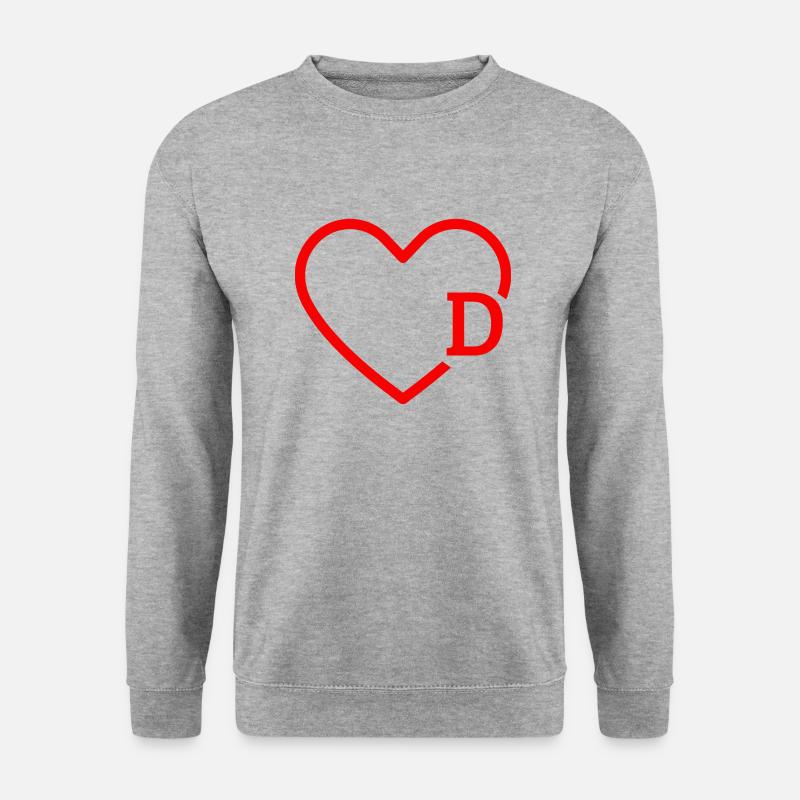 Buchstabe D Rotes Herz - Unisex Pullover - Weißgrau meliert