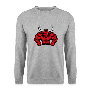 stier tier - Unisex Pullover - Weißgrau meliert - Vorne - Alina (178cm) & Michal (187cm)