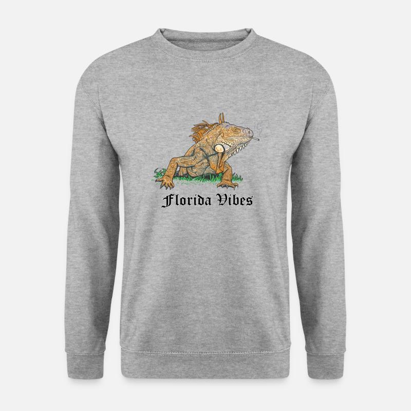 Leguan // Illustration - Unisex Pullover - Weißgrau meliert