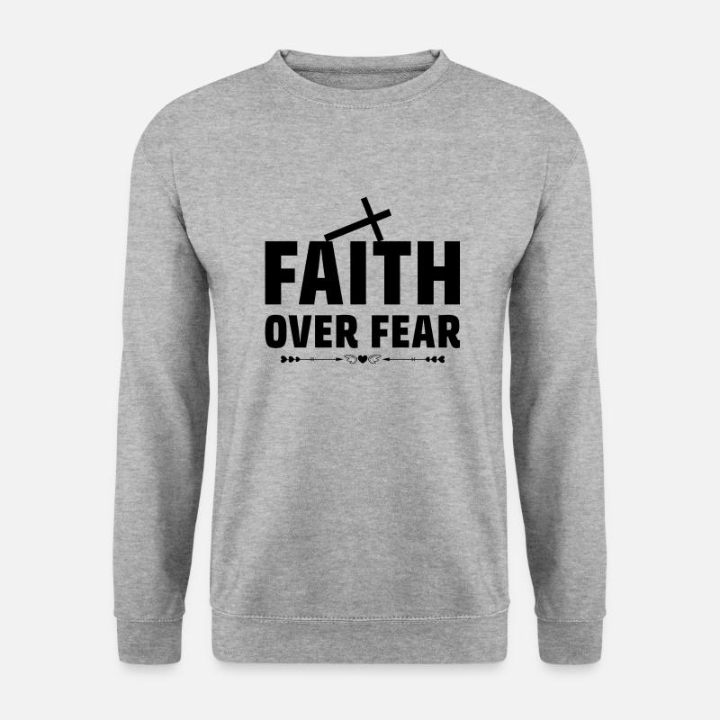 Faith Over Fear - Unisex Pullover - Weißgrau meliert