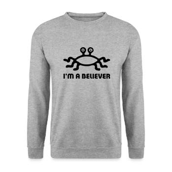 FSM Believer - Unisex Pullover - Weißgrau meliert - Vorne - Alina (178cm) & Michal (187cm)