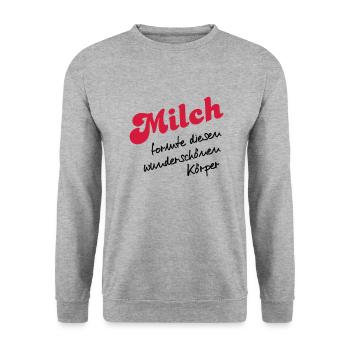 Milch - Unisex Pullover - Weißgrau meliert - Vorne - Alina (178cm) & Michal (187cm)