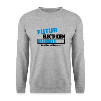 futur électricien - Sweat-shirt Unisexe - gris chiné - Devant - Alina (178cm) & Michal (187cm)