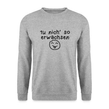 tu nich so erwachsen - Unisex Pullover - Weißgrau meliert - Vorne - Alina (178cm) & Michal (187cm)