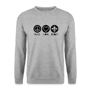 Peace Love Scout - Unisex Pullover - Weißgrau meliert - Vorne - Alina (178cm) & Michal (187cm)