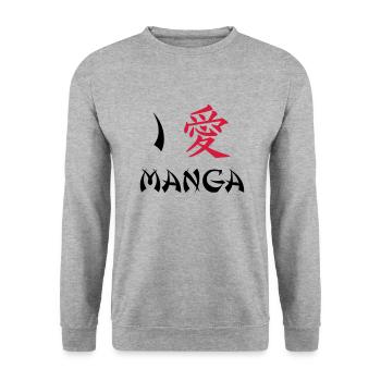 I love manga - Unisex Sweatshirt - salt & pepper - Front - Alina (178cm) & Michal (187cm)